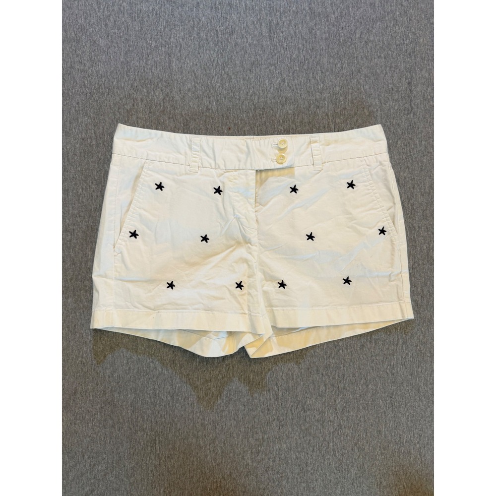 Vineyard Vines Womens White Embroidered Star Chino Shorts Size 4 Preppy Coastal